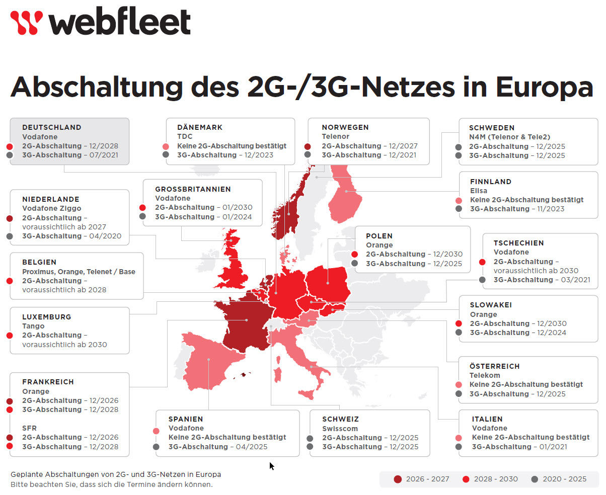 Karte zur 2G-Netzabschaltung